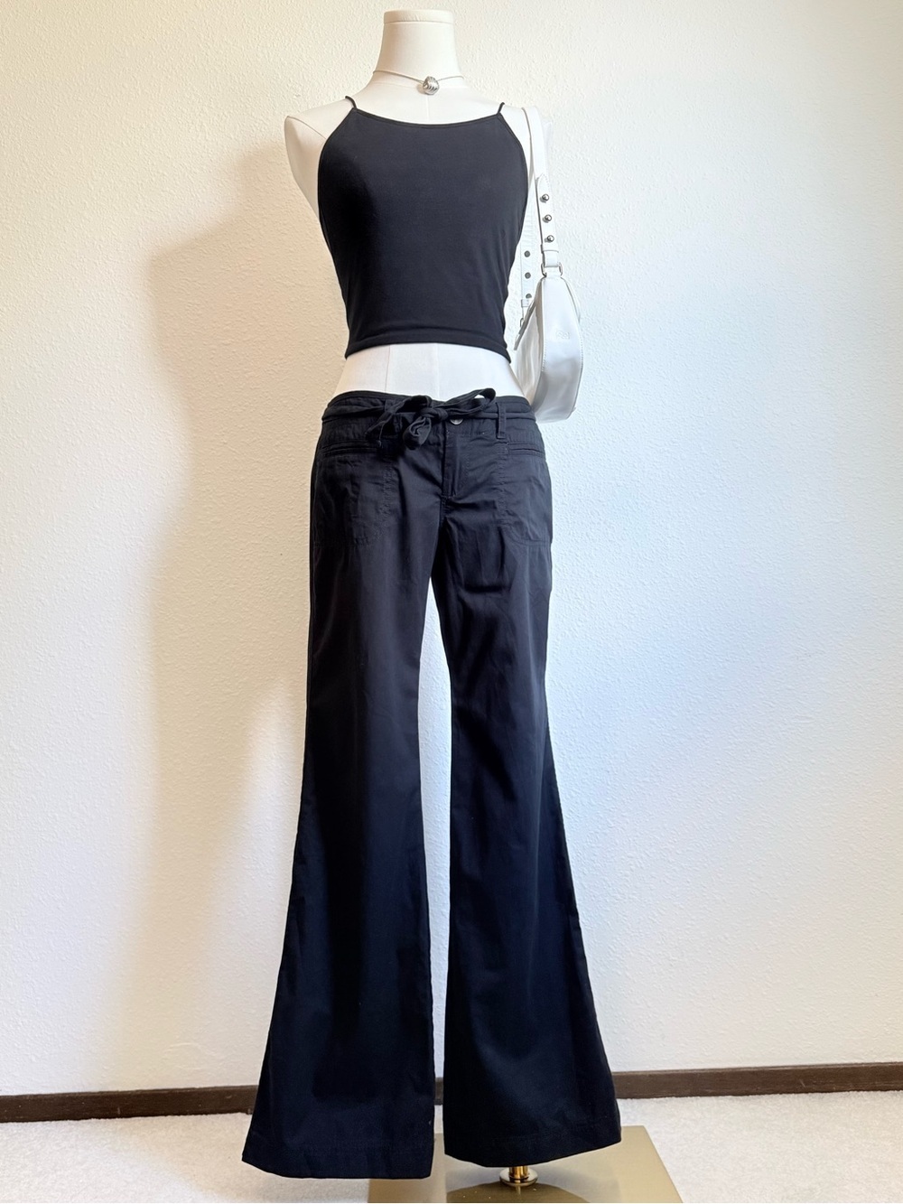 Y2K Old Navy Low Rise Flare Pants Tie Waist Feminine Minimalist